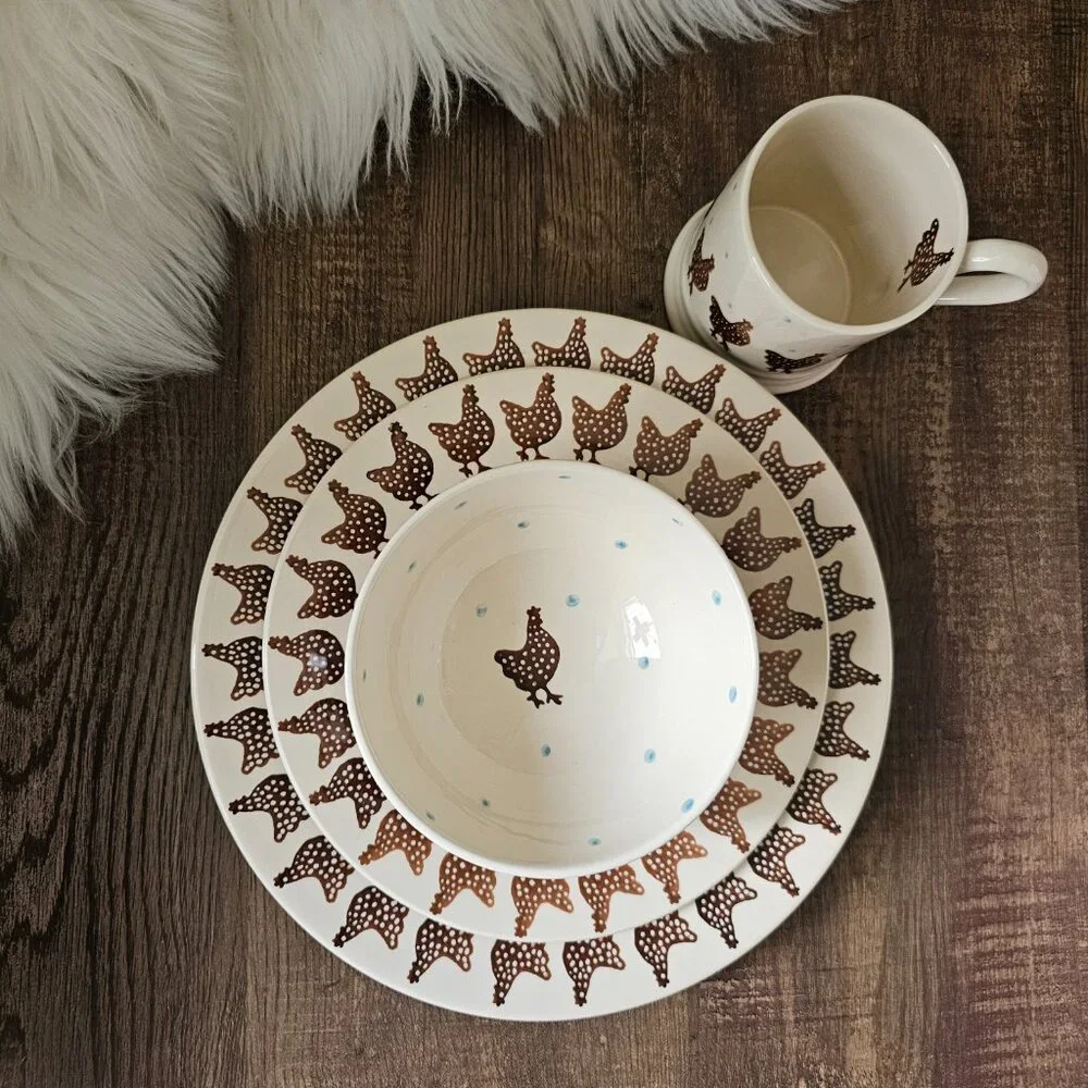 Emma Bridgewater Speckled Hen 4pc Place Setting Mug Bowl Plates England
